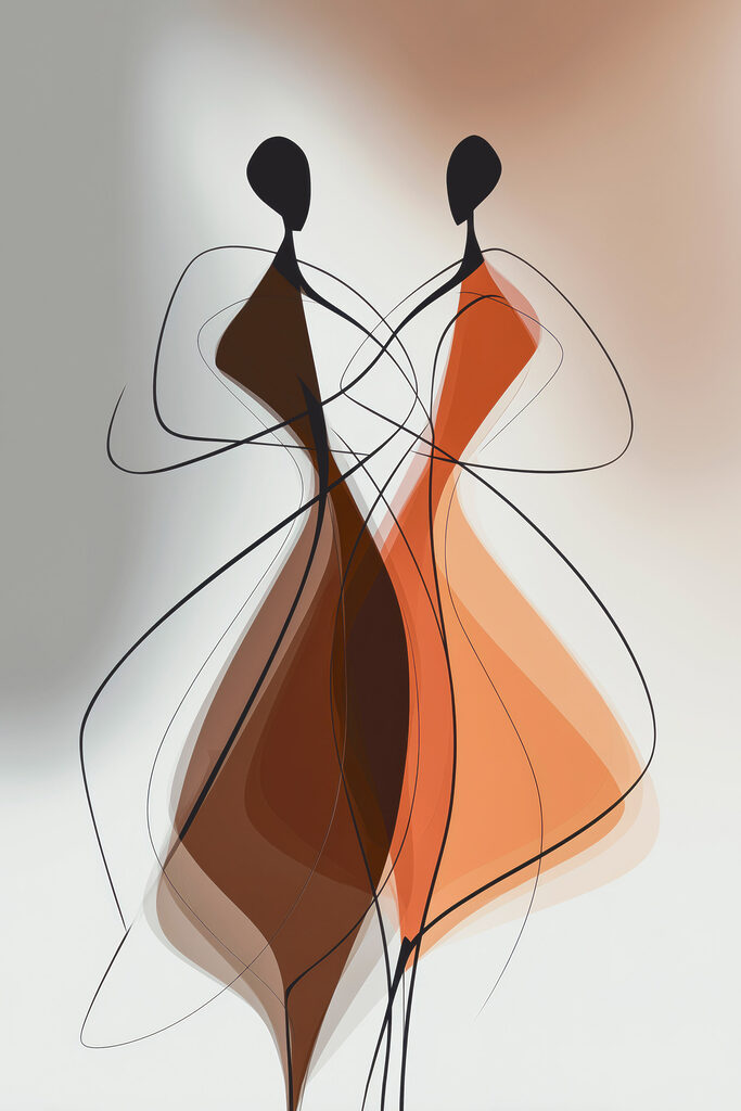 Drawing of two women in dresses Drawing of two women in dresses