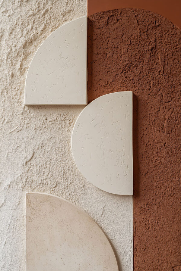 Wall with white and brown shapes
