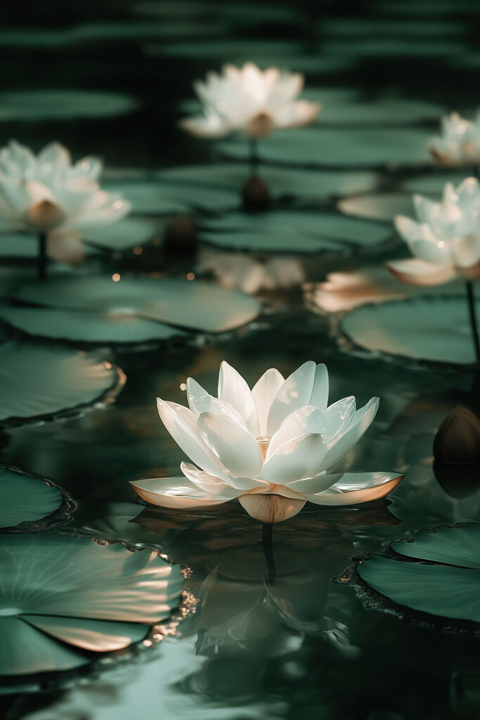 White flower on water White flower on water
