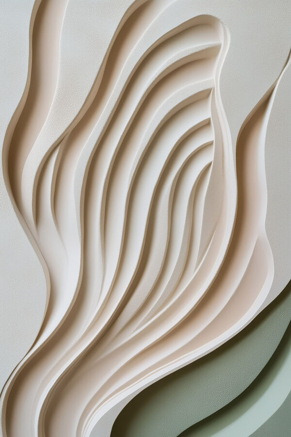 White and grey wall with wavy lines