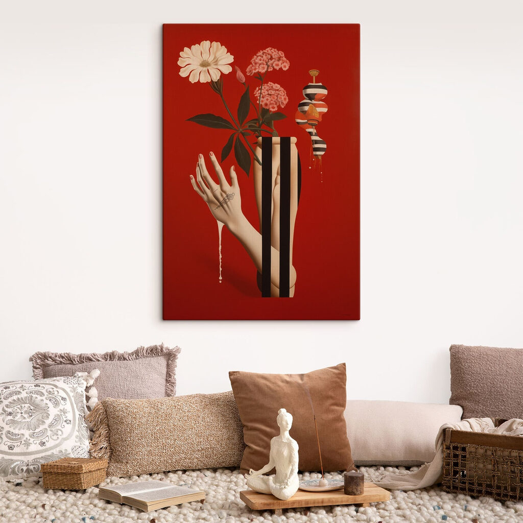 Poster with a hand and flowers Poster with a hand and flowers