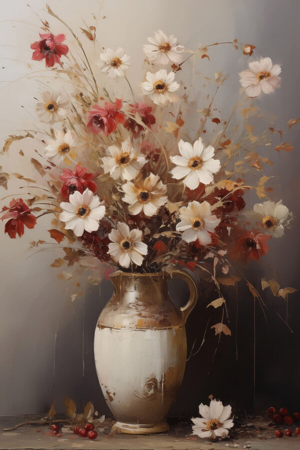 Painting of flowers in a vase Painting of flowers in a vase