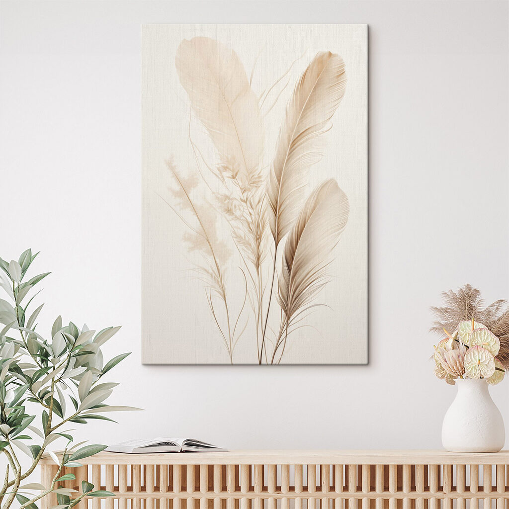 Delicate feathers in soft tones