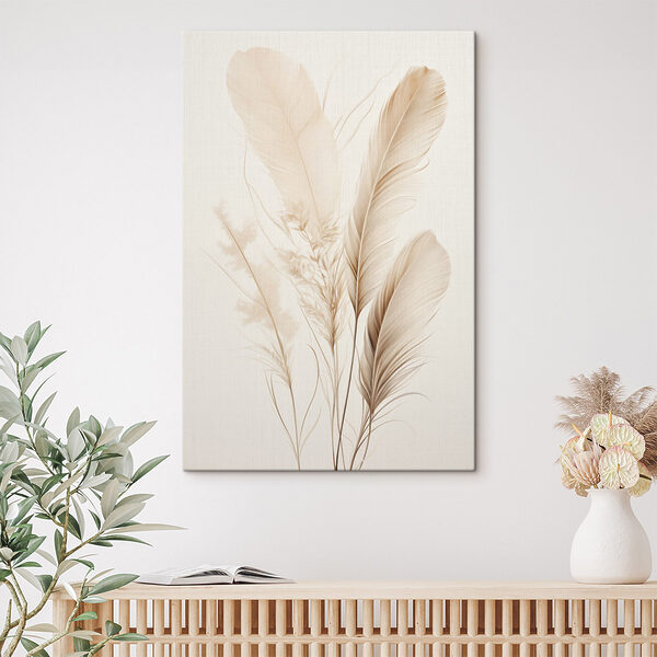 Delicate feathers in soft tones