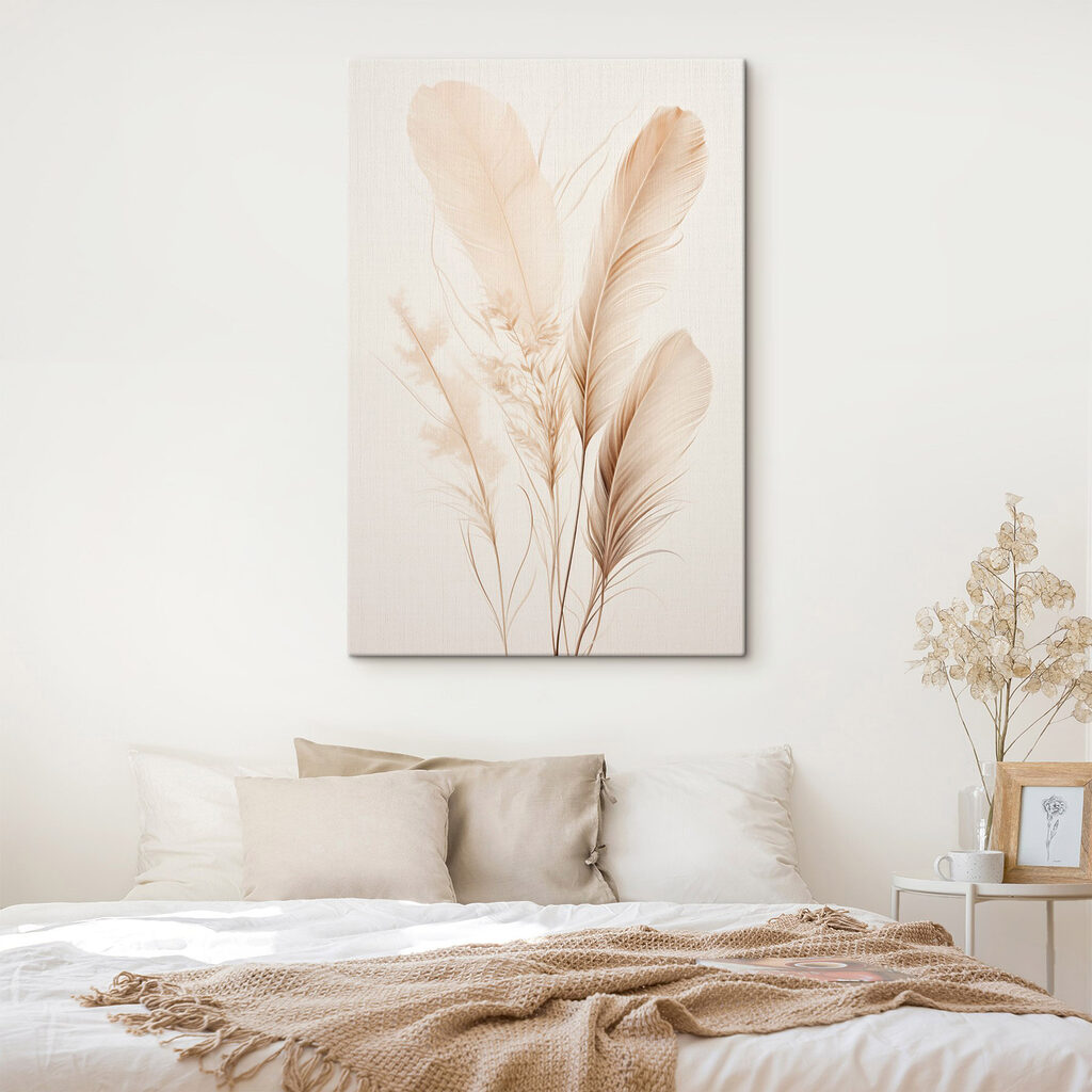 Delicate feathers in soft tones