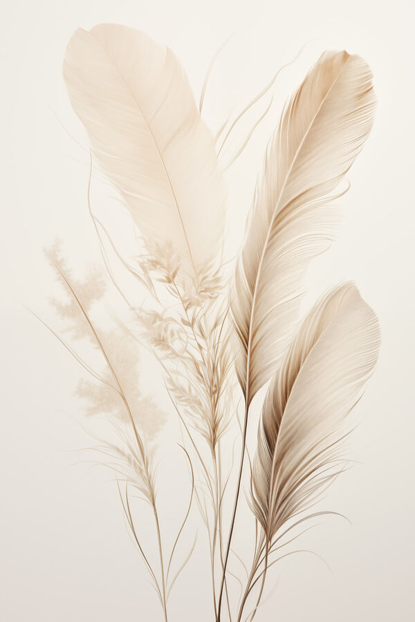 Delicate feathers in soft tones