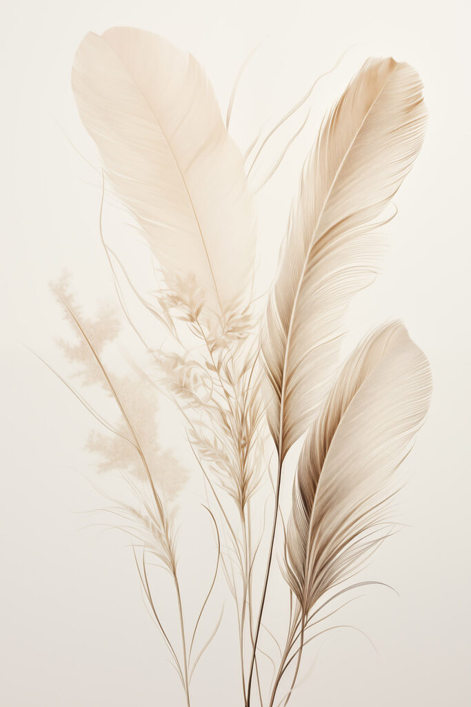 Delicate feathers in soft tones
