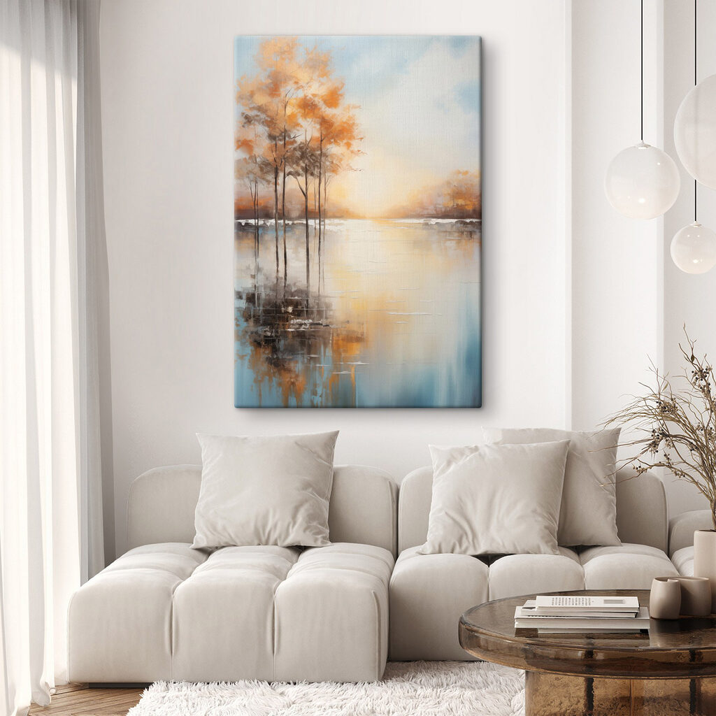 Painting of trees in a lake Painting of trees in a lake