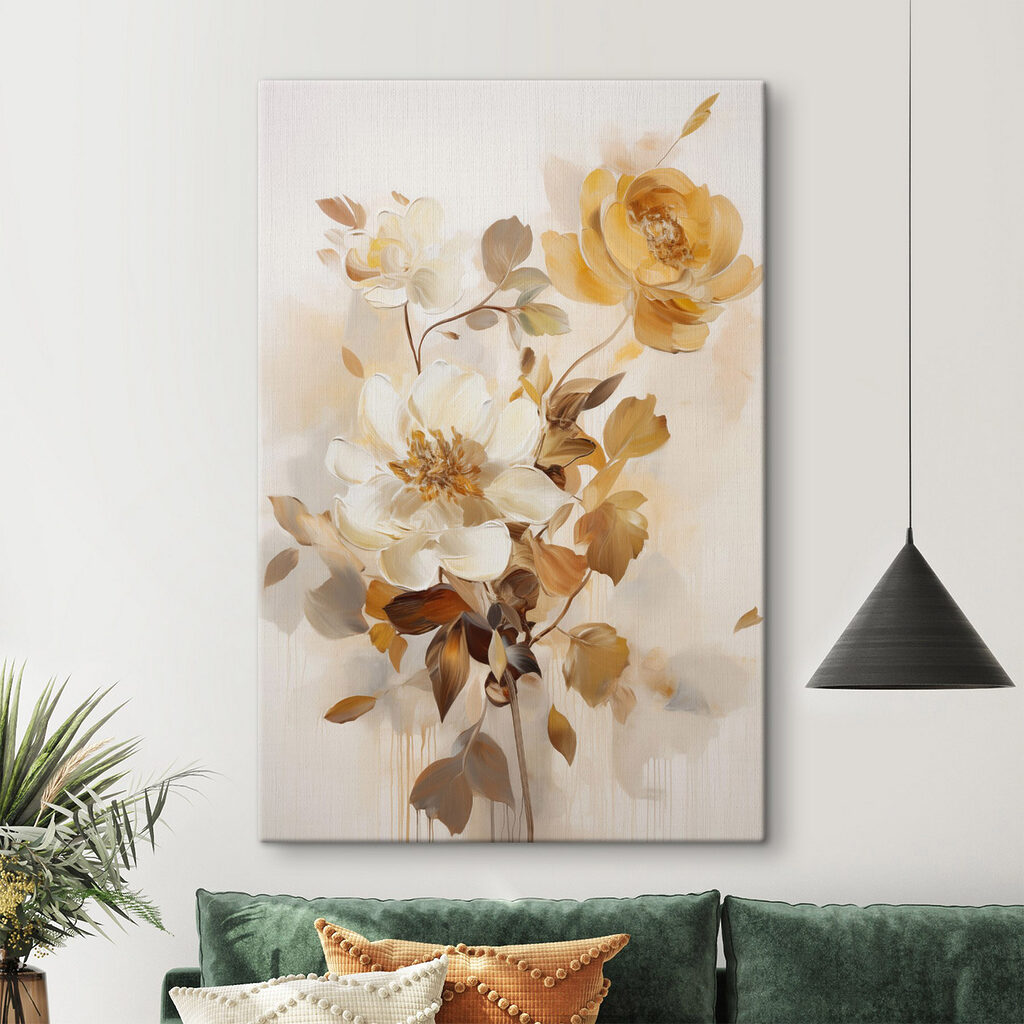 Painting of flowers and leaves