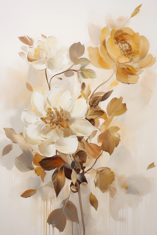 Painting of flowers and leaves