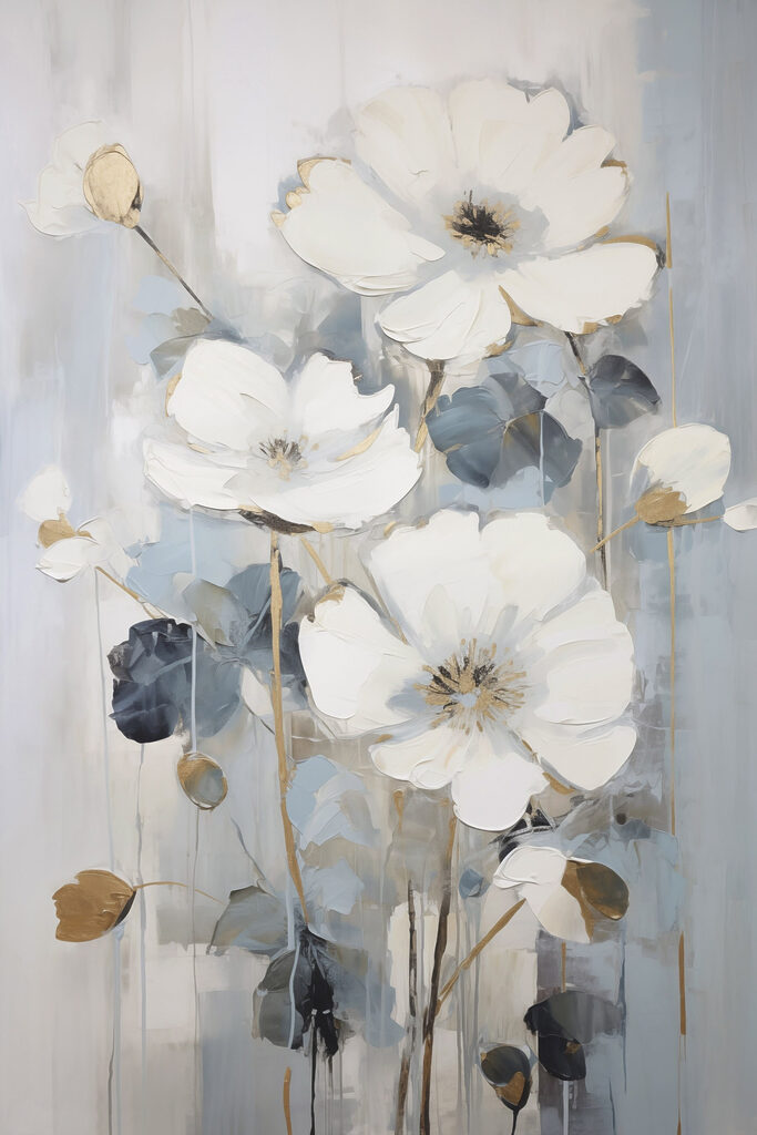 Painting of white flowers Painting of white flowers