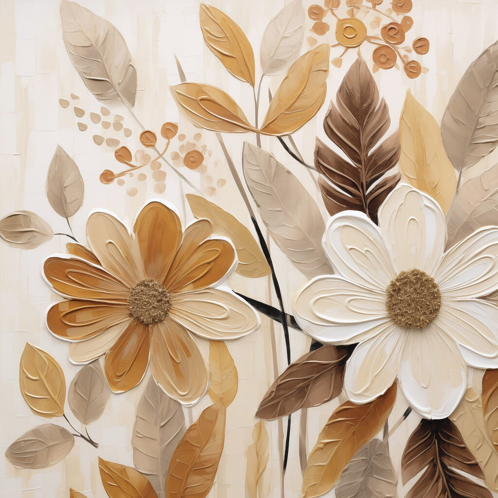 Painting of flowers and leaves Painting of flowers and leaves
