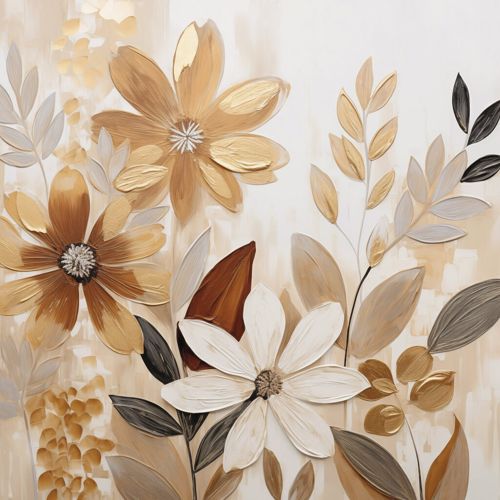 Painting of flowers and leaves Painting of flowers and leaves