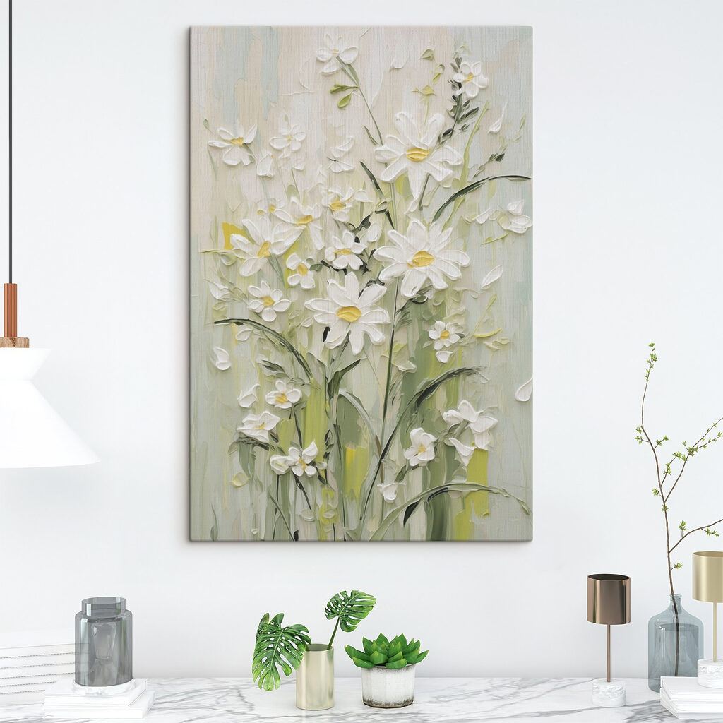 Painting of flowers on a wall Painting of flowers on a wall