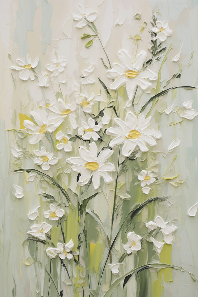 Painting of flowers on a wall Painting of flowers on a wall