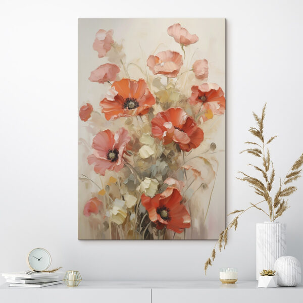 Painting of flowers on a white surface Painting of flowers on a white surface