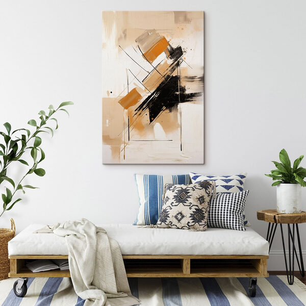 Painting of a black and orange paint Painting of a black and orange paint