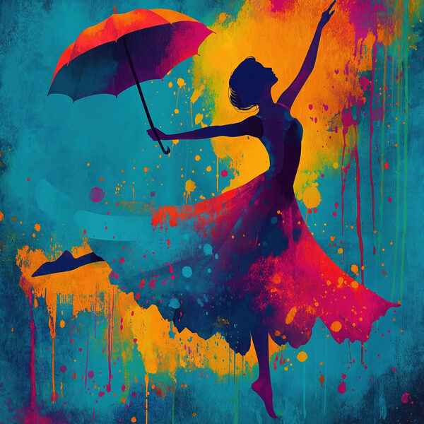 Woman in a dress holding an umbrella Woman in a dress holding an umbrella