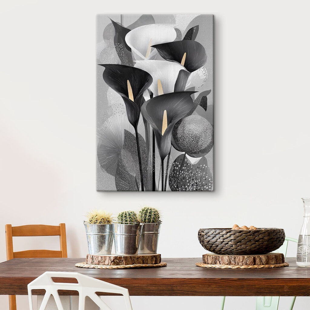 Group of black and white flowers Group of black and white flowers
