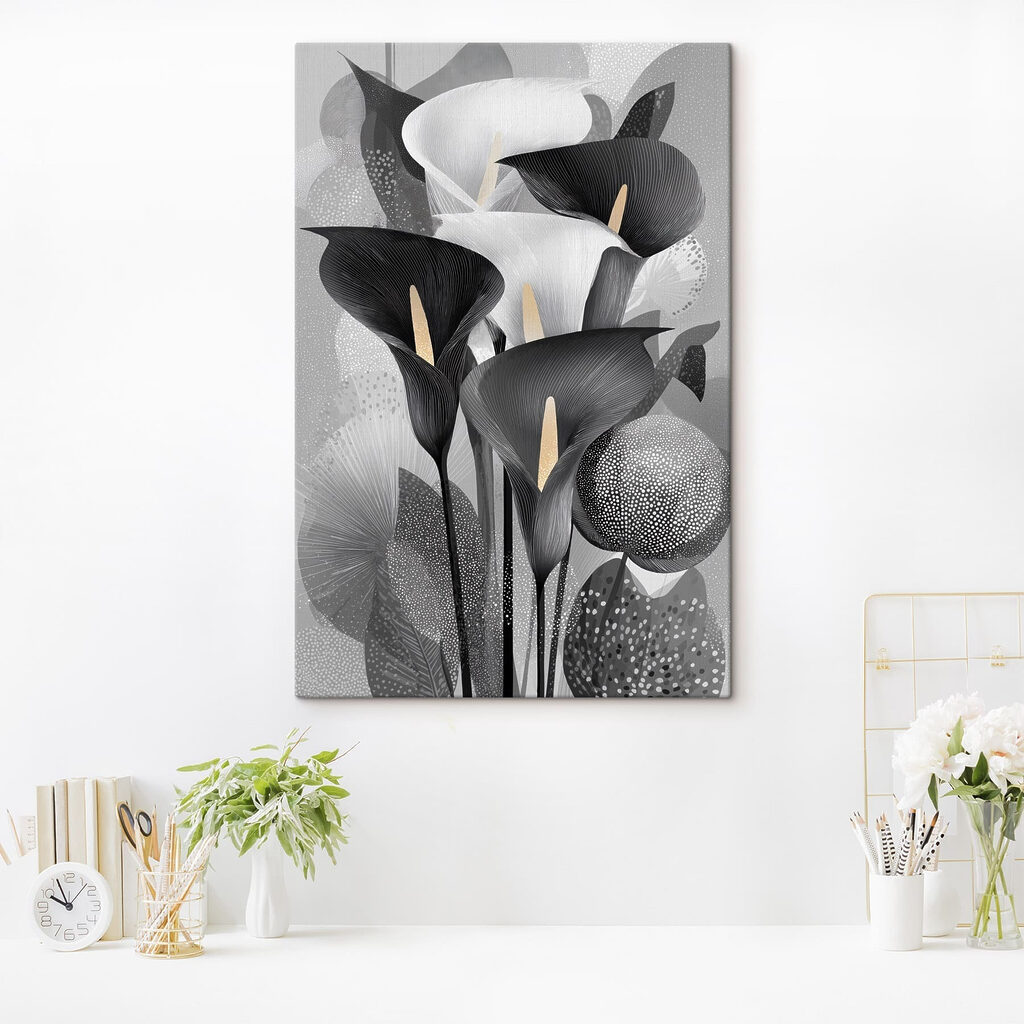 Group of black and white flowers Group of black and white flowers