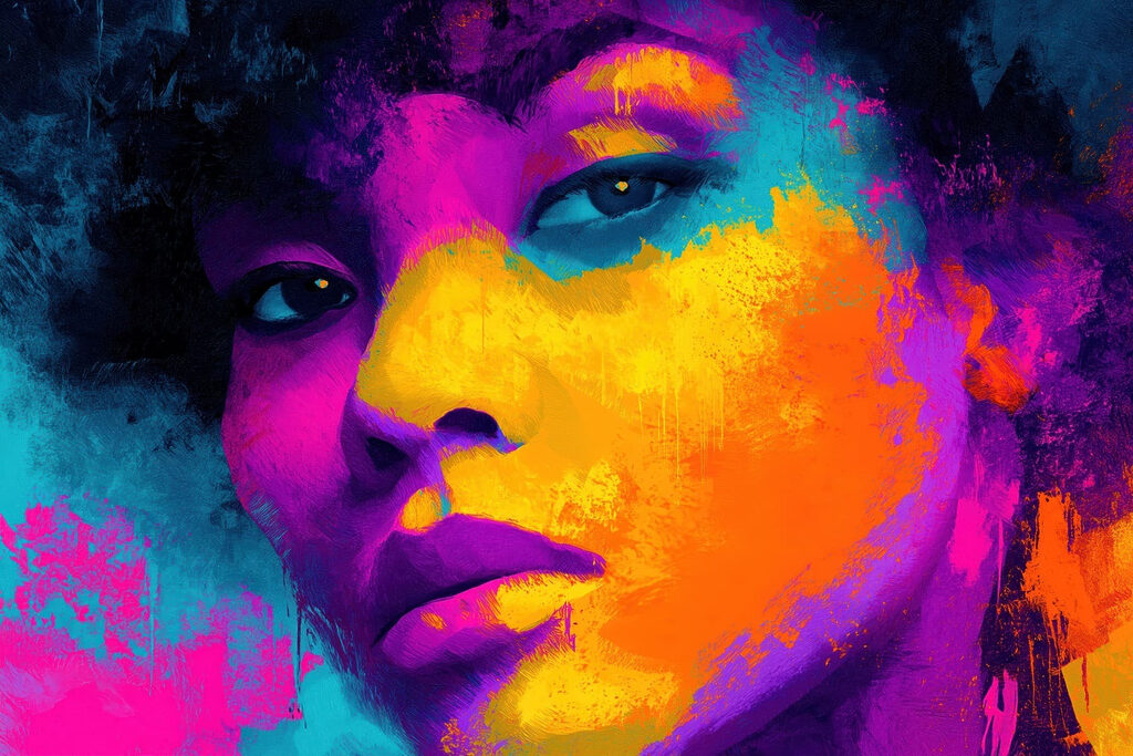 Woman's face with colorful paint