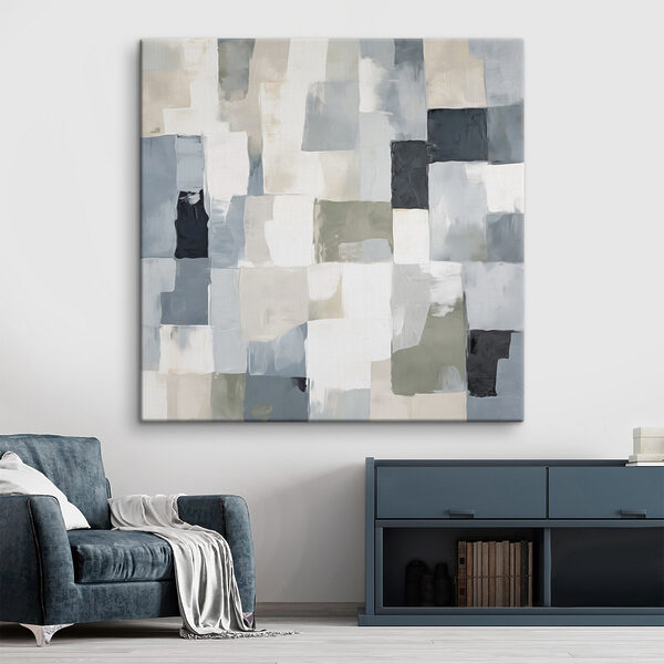 Painting of squares in different shades of gray and black Painting of squares in different shades of gray and black