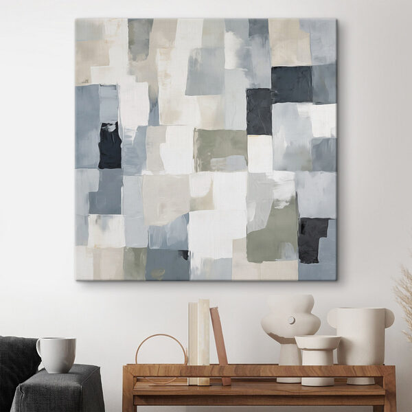Painting of squares in different shades of gray and black Painting of squares in different shades of gray and black