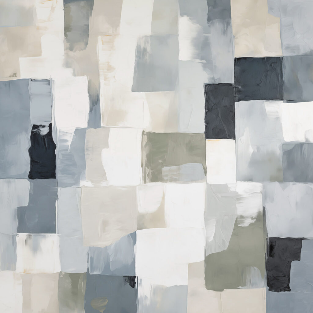 Painting of squares in different shades of gray and black Painting of squares in different shades of gray and black