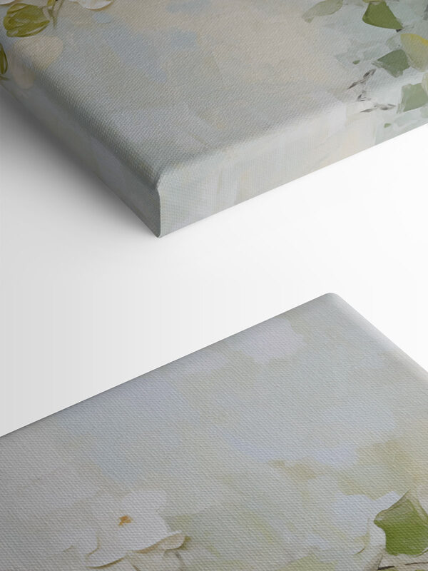 Painting of white flowers on a branch Painting of white flowers on a branch