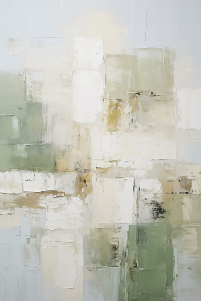 Painting of white and green squares Painting of white and green squares