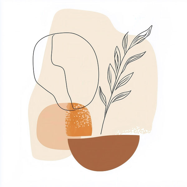 Drawing of a plant and a bowl