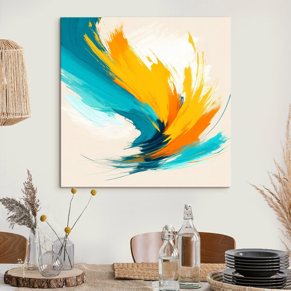 Blue and yellow paint swirls