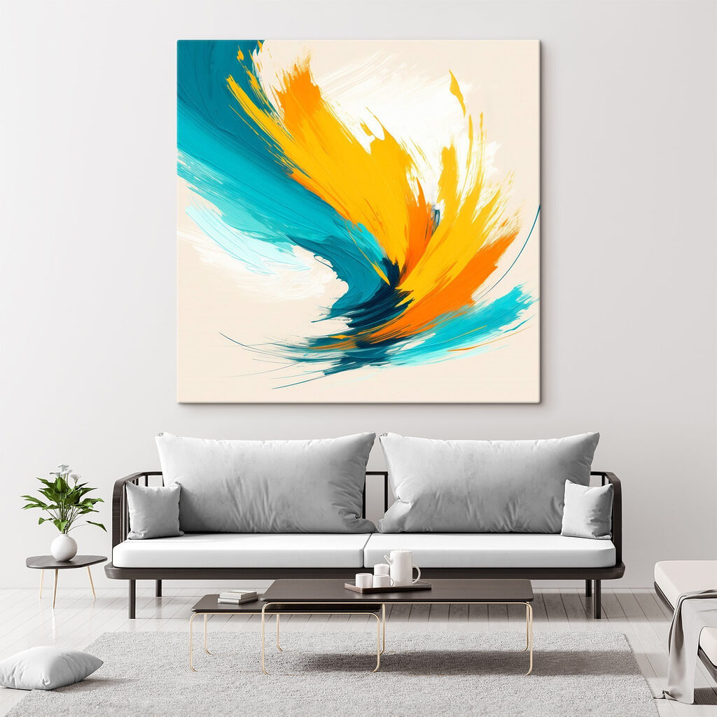 Blue and yellow paint swirls