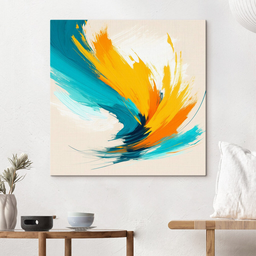 Blue and yellow paint swirls