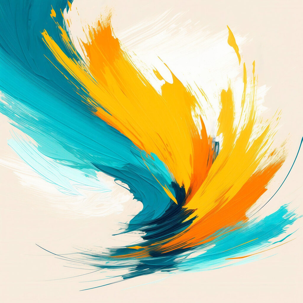 Blue and yellow paint swirls