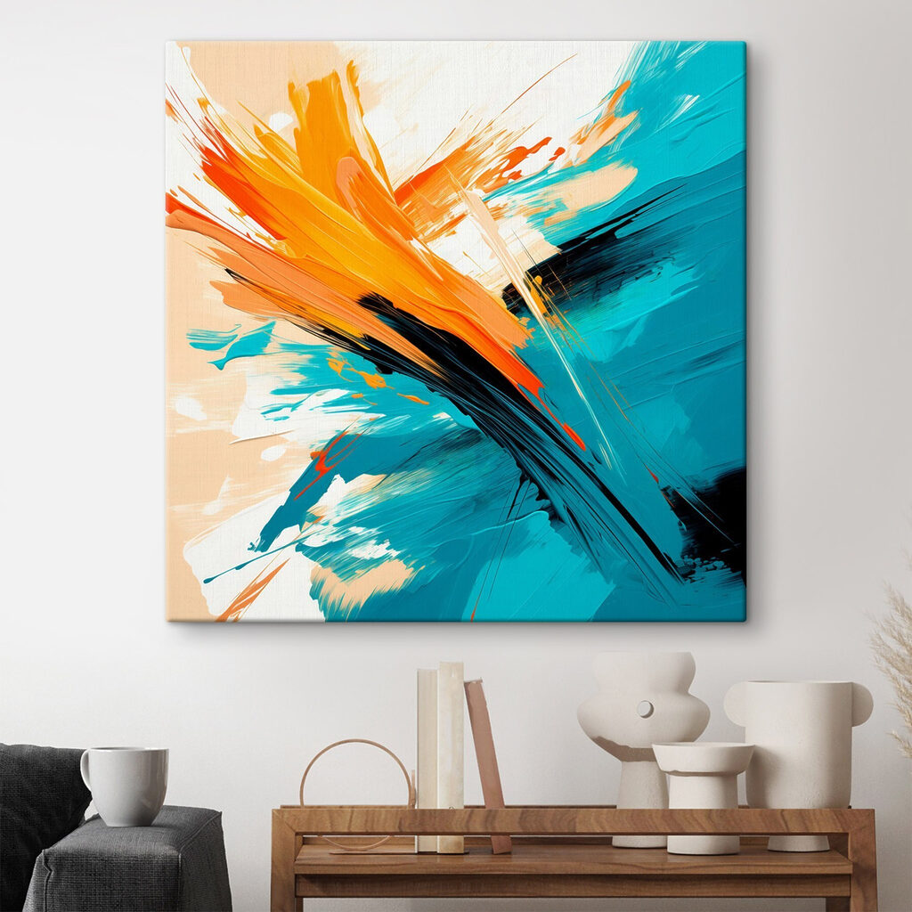 Painting of blue and orange paint Painting of blue and orange paint
