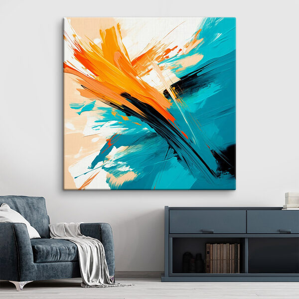 Painting of blue and orange paint Painting of blue and orange paint