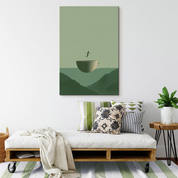 Person jumping into a cup