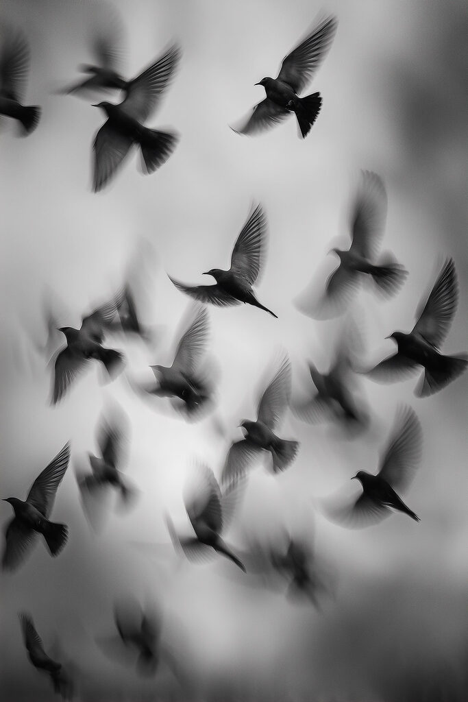 Flock of birds flying in the sky
