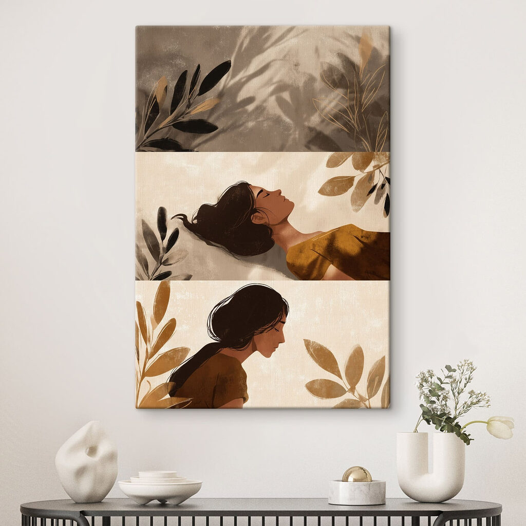 Collage of a woman sleeping