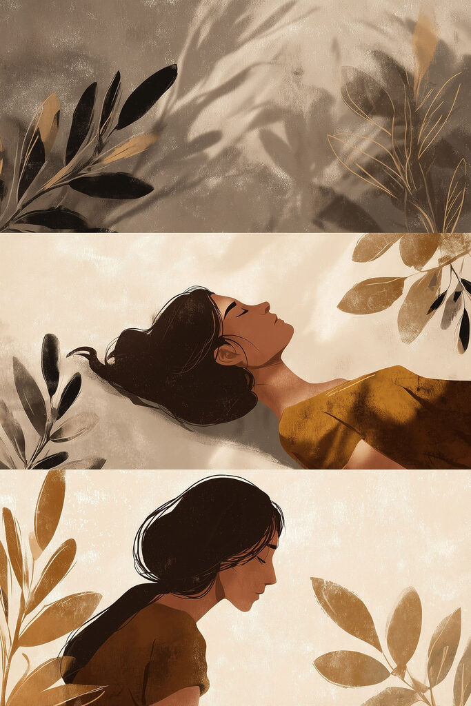 Collage of a woman sleeping