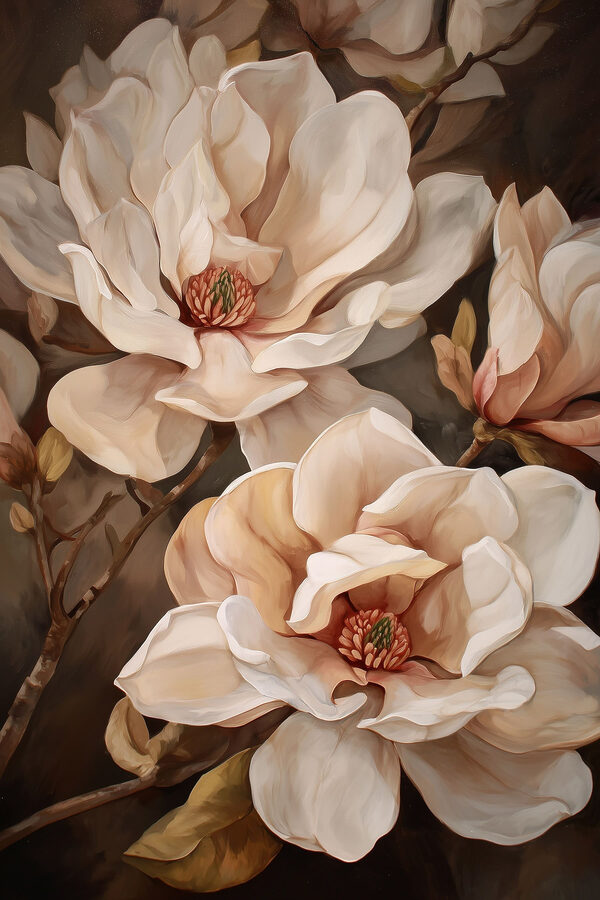 Painting of flowers on a branch Painting of flowers on a branch