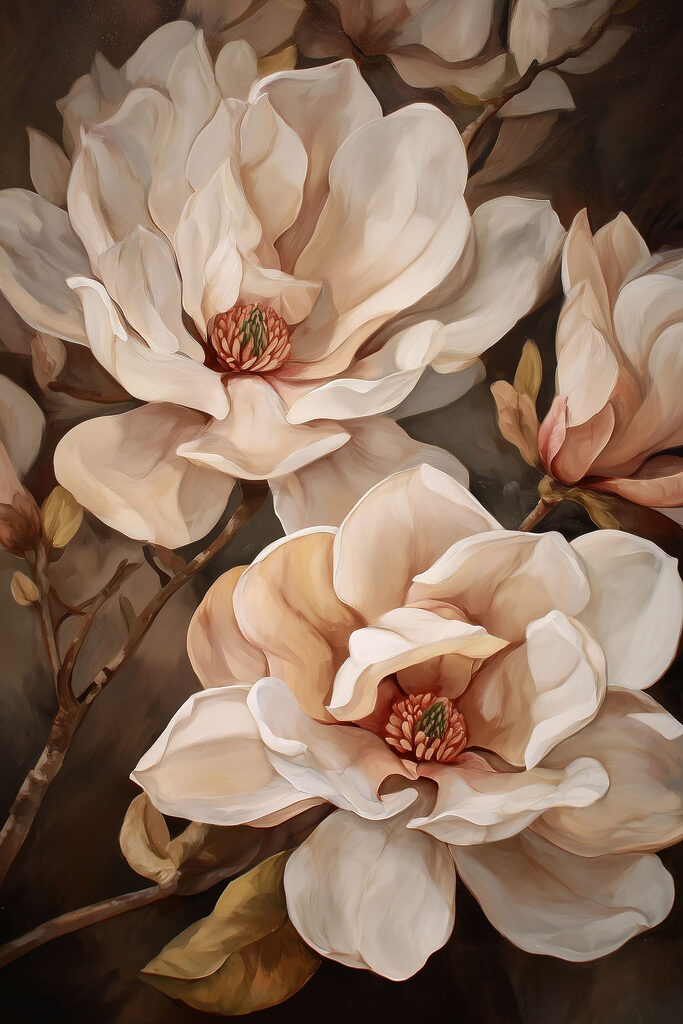 Painting of flowers on a branch Painting of flowers on a branch