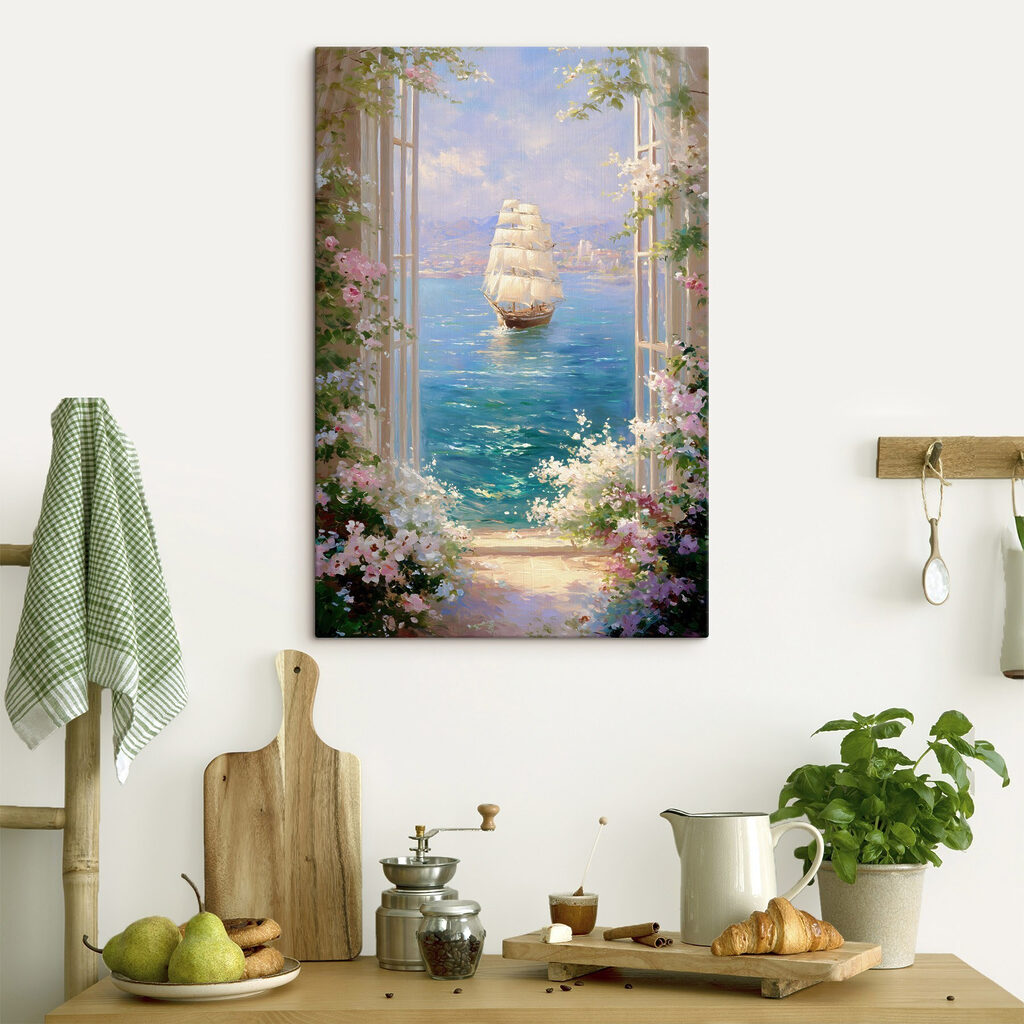 Painting of a ship in the water