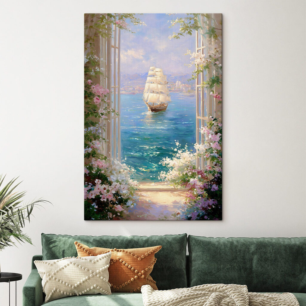 Painting of a ship in the water