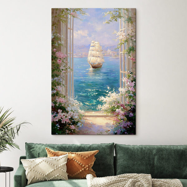 Painting of a ship in the water