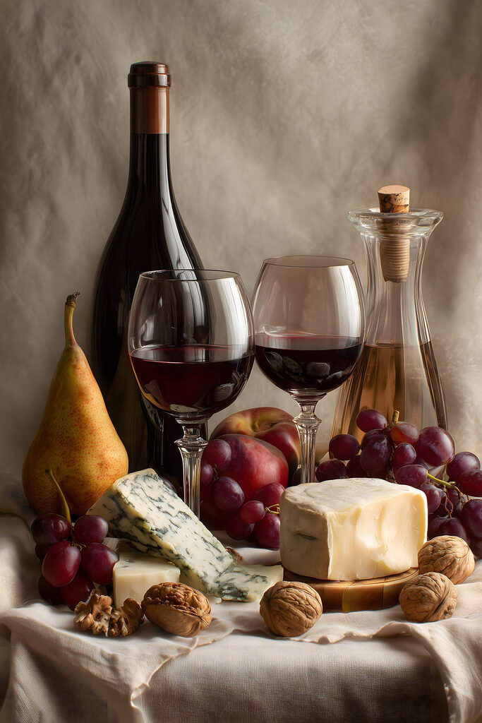 Wine bottle and glasses of wine Wine bottle and glasses of wine