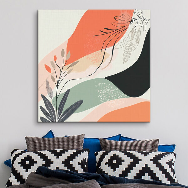 Colorful art with leaves and shapes Colorful art with leaves and shapes
