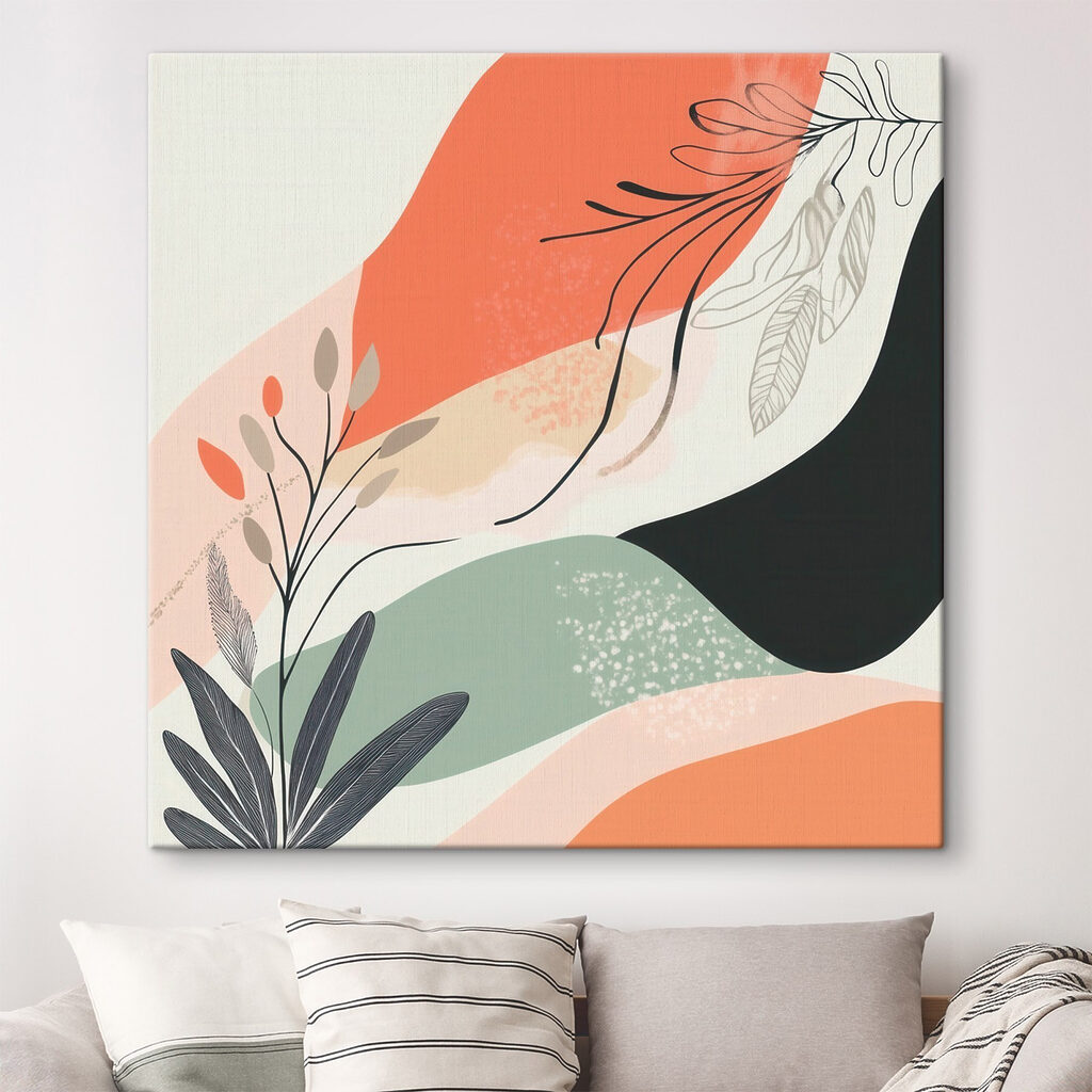 Colorful art with leaves and shapes Colorful art with leaves and shapes