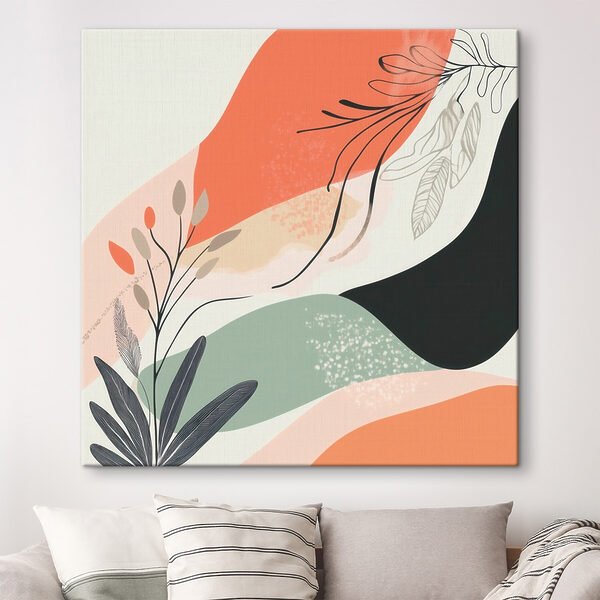 Colorful art with leaves and shapes Colorful art with leaves and shapes